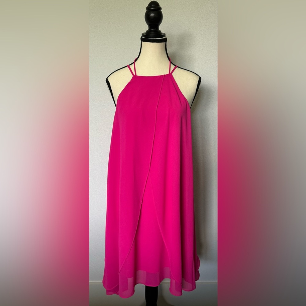 Loveriche Hot Pink Flow Front Drape Dress Size Small
